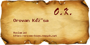 Orovan Kósa névjegykártya